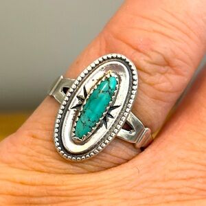 Navajo Sterling Silver ring with turquoise stone size 6.25 in great condition